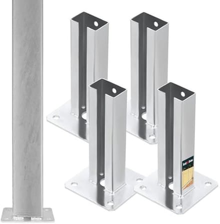 Set van 4 paaldragers 60 x 40 mm voor hek- en leuningprojecten - thermisch verzinkt