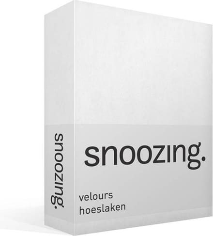 Snoozing velours hoeslaken - Eenpersoons - Wit