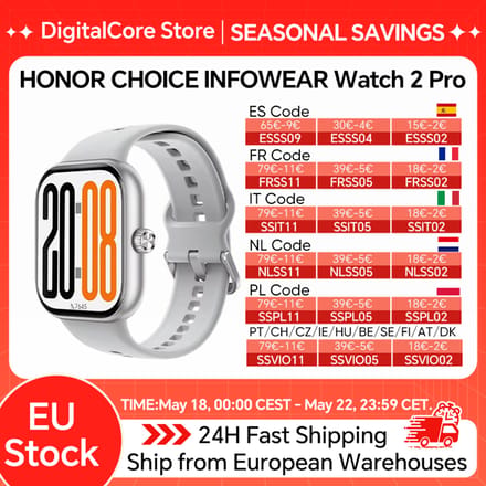HONOR CHOICE INFOWEAR Watch 2 Pro 1.97" AMOLED-scherm met dunne rand Ondersteunt barometer en kompas Autonome GNSS