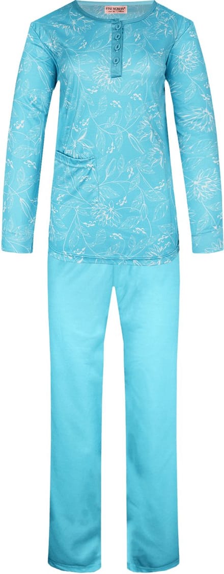 Dames pyjama print turqoise XL