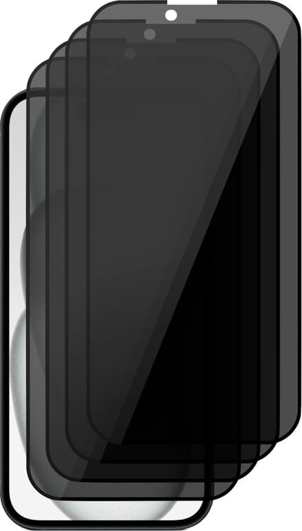 Privacy Screenprotector geschikt voor iPhone 15 Plus - 4x Glas Screen Protector FullGuard