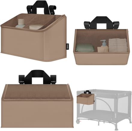 Lionelo Sidepocket Medium – Bedside Pocket Wiegorganizer 43×15×23 cm – 3 ritsvakken & handvat – Voor reisbed, co-sleeper & box – Verstevigd, multifunctioneel & afneembaar