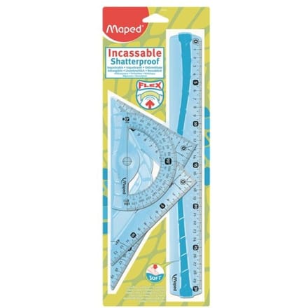 Flex Set met 1 x 30 cm liniaal/2 x 21 cm driehoek  / gradenboog