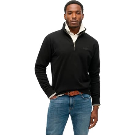 Superdry - Essential sweatshirt met logo en halve rits - Heren - Truien