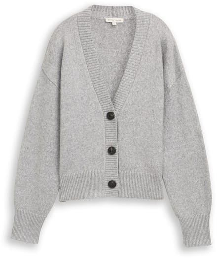 Tom Tailor - Losvallend vest met V-hals - Maat L - medium silver grey melange