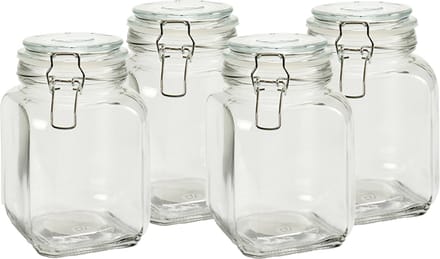 Vivalto Voorraadpot/bewaarpot - 4x - Caja - 1.2L - glas - beugelsluiting - D11 x H17 cm