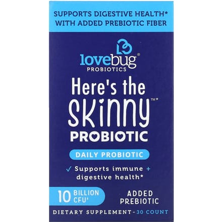 LoveBug Probiotics, Voici le Probiotique Skinny, 10 milliards d'UFC, 30 comprimés
