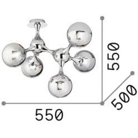 Plafondlamp Ideal Lux Nodi, chroomkleurig, glas, 5-lamps