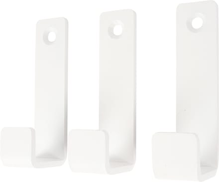 Marcellis - 3x Industriële ophang haak - jas haak - mat wit - metaal - 8cm - ook voor aan plank