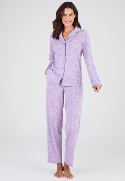 Damart - Pyjama van jerseytricot met knopen - Dames - Violet - 38-40 (S)