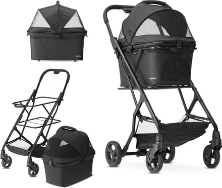 Deryan Luxe Inklapbare Hondenbuggy - Huisdieren wandelwagen - Zwart