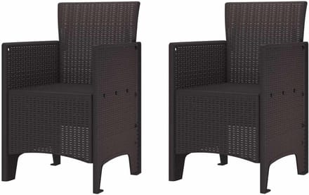 Set van 2 Moderne Tuinstoelen Bruin Weerbestendig Polypropyleen Eenvoudige Montage
