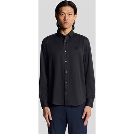 Lyle & Scott Jacquard Interlock Shirt Deep Navy Size: L | Formal Shirts Outlet | Heren | Blauw