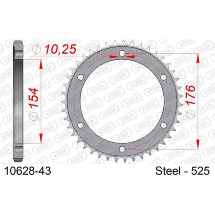 Stalen tandwiel Afam 525 43 dents