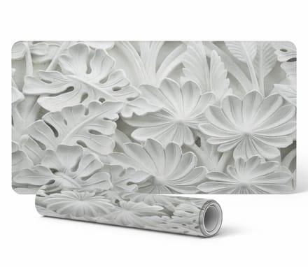 Vinyl bureauonderlegger met stijlvolle bloemenprint in reliëf, 100x50 cm