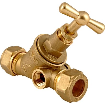 BPE Stopkraan met aftapgelegenheid 2 x klem 15 mm