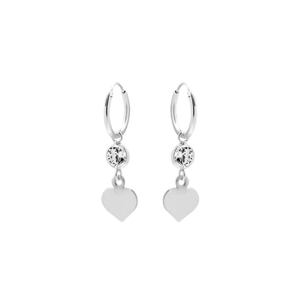 Zilveren oorringen-dames met hart hanger-925 zilver-37mm