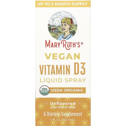 MaryRuth's, Spray Liquide de Vitamine D3 Végane, Non Aromatisé, 1 fl oz (30 ml)
