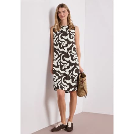 Knielange jurk met ronde hals en print