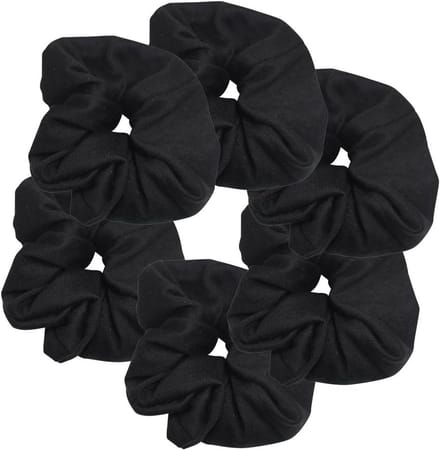 6 Stuks Grote Zwarte Haar Scrunchies Elastiek - Extra Dik Volume