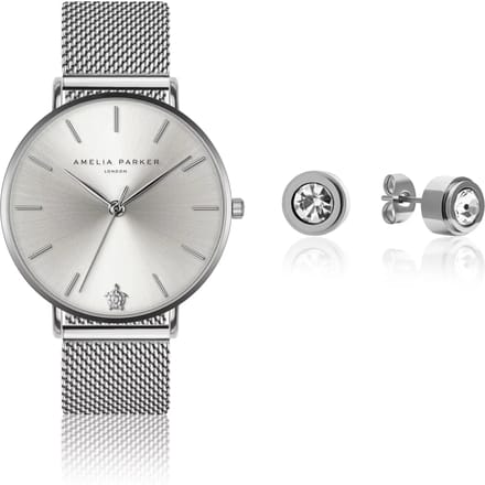 Dameshorloge en armband Amelia Parker Capsule Grey