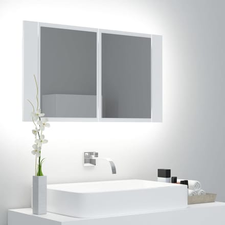 vidaXL - Badkamerkast - met - spiegel - en - LED - 80x12x45 - cm - acryl - wit