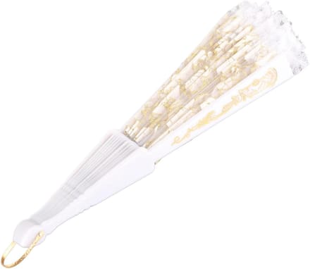 Handwaaier Kant - Bloemenwaaier - Feestelijk Accessoire - Handgemaakt Europees - 42cm Open - Wit