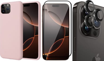 Hoesje geschikt voor iPhone 16 Pro Max - Screenprotector Volledig Dekkend Glas & Camera Protector - Matte Case Roze met Fluweelzachte Binnenzijde