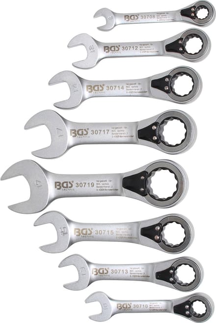 BGS Ratelring-steeksleutelset omschakelbaar 8 - 19 mm 8 delig