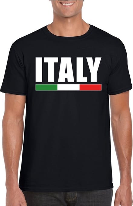 Zwart Italy/ Italie supporter shirt heren M