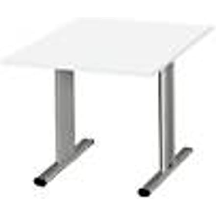 Schäfer Shop  Select Vergadertafel Planova, Aanbouwtafel, 1000 x 1000 mm, wit, accentlijst blank aluminium