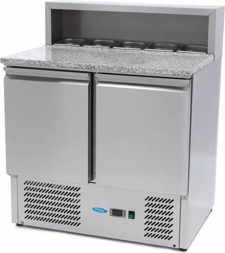 Maxima Pizzawerkbank 90 cm 2 Deuren 5 x 1/6 GN incl. RVS Afdekking
