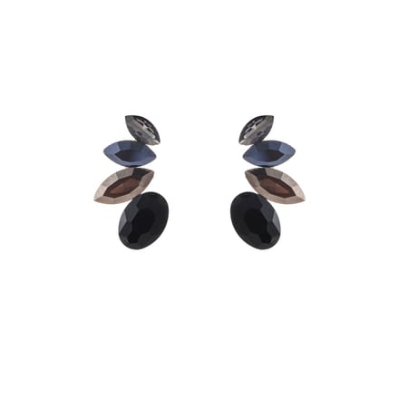 Go Dutch Label Oorknoppen Half Flower Stone Stud Goud Black