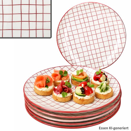 6-delige set Holly rood eetservies van steengoed voor 6 personen - 23105804