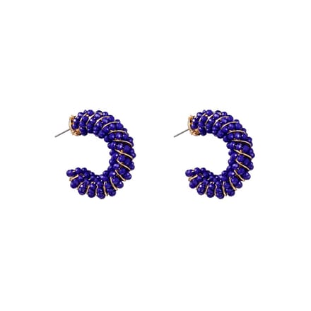 Go Dutch Label Oorknoppen twisted beads hoop Blauw