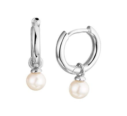 Zilver Gerhodineerde Klapoorringen parel 1333342