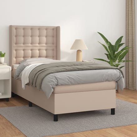 vidaXL - Boxspring - met - matras - kunstleer - cappuccinokleurig - 80x200 - cm