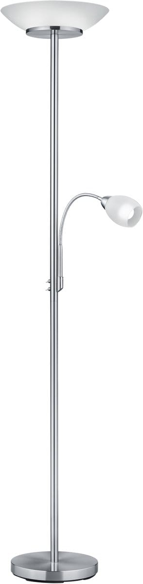 REALITY GERRY - Vloerlamp - Nikkel mat - excl. 2x E27 4,9W - Licht apart schakelbaar - Flexibel