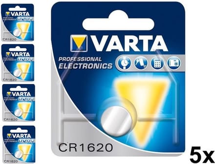 Varta CR1620 6620 70mAh 3V knoopcelbatterij - 5 Stuks