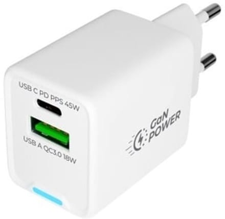 OneOne 45W super snellader met 2 poorten. USB C en USB A. Compacte GAN Quick Charge lader. PD PPS oplader adapter past op Redmi 13, Note 10 Pro, Note 11, Note 12, Note 12 Pro, Note 13, Note 13 Pro, Note 13 Pro +, Note 14, Note 14s, Xiaomi