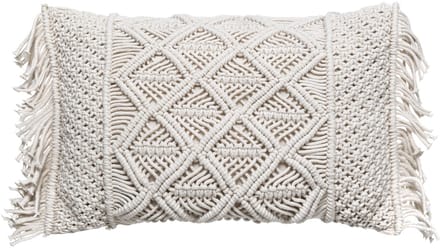 Sierkussen - Macramé Kleur Ivoor Tuin Woonkamer Decoratie - Ecru - 50 Cm X 30 Cm