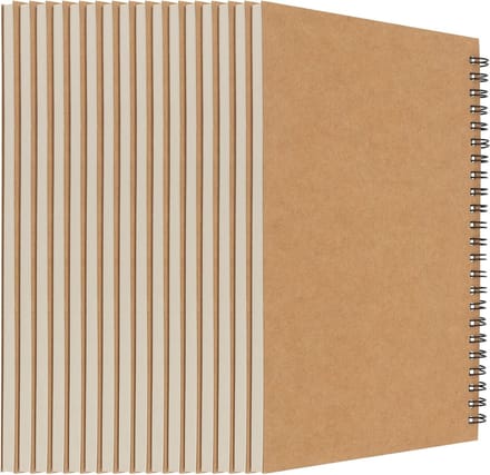 Schetsboek A5 Blanco - 16 Stuks - Spiraalgebonden Tekenblok met Kraft Kaft