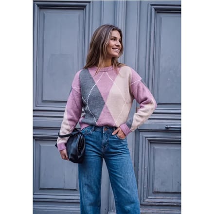 Trui met ronde hals en argyle-patroon