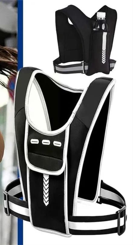 Scoby - Reflectievest - Hardloopverlichting - Safety Harness - Hardloop Accessoire - Met opbergvakjes - Zwart