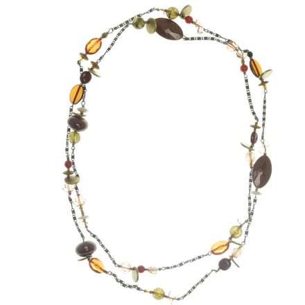 Behave - Lange ketting goudkleur met bruine kralen - Boho stijl