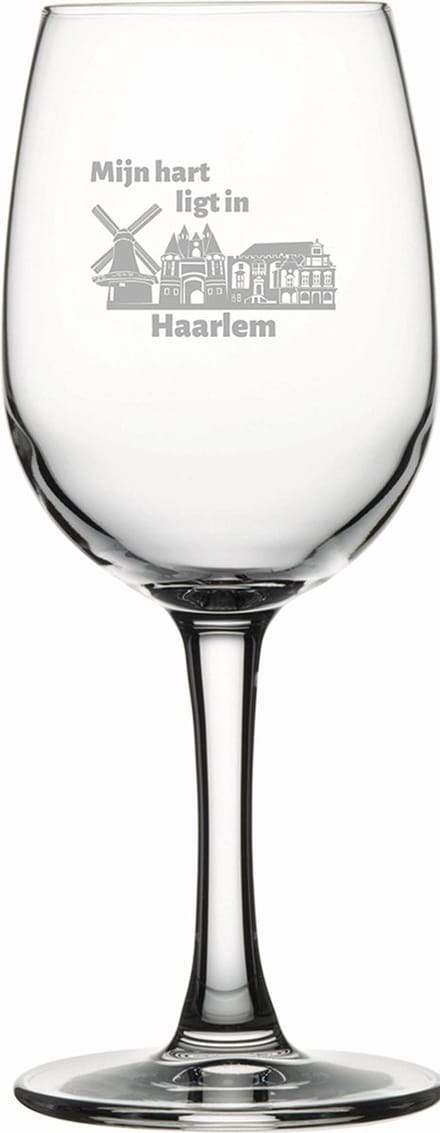 Gegraveerde witte wijnglas 26cl Haarlem