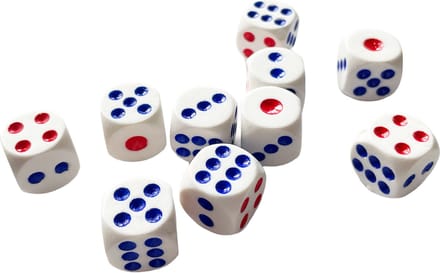 Dobbelstenen set van 20 stuks -6-zijdig - 16 mm - wit - dobbelsteen - cube