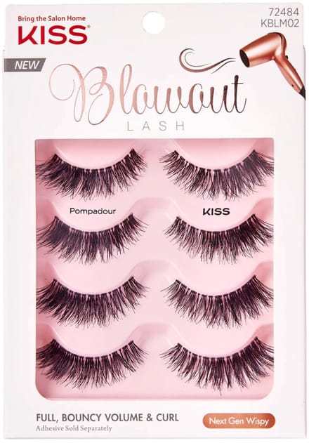 Kiss Pompadour Multi x4 - Wimperband - Kunstwimpers, zwart, 4 paar