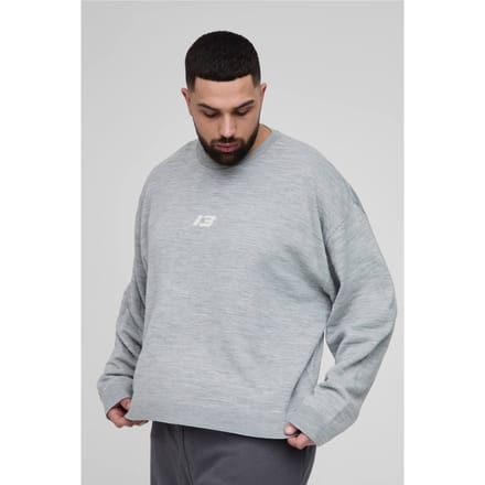 Plus 13 Boxy Oversized Knitted Jumper | Grey | Size 2XL