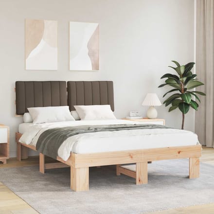 vidaXL - Bedframe - met - Gevoerde - Hoofdbord - Taupe - 140 - x - 200 - cm